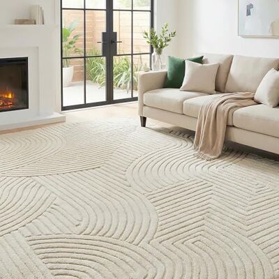 HOMCOM Modern Geometric Rug, Thick Plush, Non-Slip, 200 x 140 cm, Cream, Living Room, Bedroom, Office HOMCOM Modern Geometric Rug, Thick Plush, Non-Slip, 200 x 140 cm, Cream, Living Room, Bedroom, Office