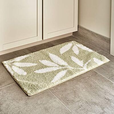 InterDesign iDesign 86 x 53 cm 1-Piece Leaves Rug, Green/ White InterDesign iDesign 86 x 53 cm 1-Piece Leaves Rug, Green/ White