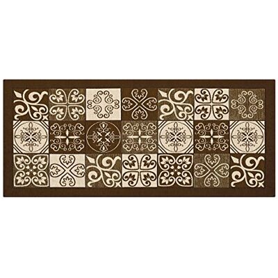 BIANCHERIAWEB Washable Non-Slip Kitchen Mat, Kitchen Runner 55 x 140 cm, Made in Italy Kitchen Rug with Brown Majolica Design, Washable and Iron Runner BIANCHERIAWEB Washable Non-Slip Kitchen Mat, Kitchen Runner 55 x 140 cm, Made in Italy Kitchen Rug with Brown Majolica Design, Washable and Iron Runner
