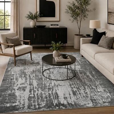 Serdim Rugs Serenity Metallic Two-Tone Indoor Area Rug Contemporary Abstract Design Grid Grey- 80x150 cm Serdim Rugs Serenity Metallic Two-Tone Indoor Area Rug Contemporary Abstract Design Grid Grey- 80x150 cm