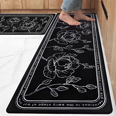 Rottogoon Kitchen Floor Mat Set of 2, Cushioned Anti Fatigue Kitchen Mat 17"x47"+17"x29", Non-Slip Waterproof Kitchen Rug, Premium PVC Comfort Kitchen Mats and Rugs for Kitchen, Office, Home, Laundry Rottogoon Kitchen Floor Mat Set of 2, Cushioned Anti Fatigue Kitchen Mat 17"x47"+17"x29", Non-Slip Waterproof Kitchen Rug, Premium PVC Comfort Kitchen Mats and Rugs for Kitchen, Office, Home, Laundry
