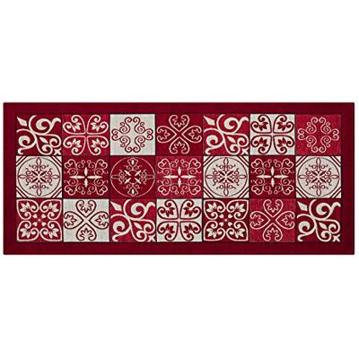 BIANCHERIAWEB Washable Non-Slip Kitchen Mat, Kitchen Runner 55 x 115 cm, Made in Italy Kitchen Rug with Red Majolica Design, Washable and Iron Runner BIANCHERIAWEB Washable Non-Slip Kitchen Mat, Kitchen Runner 55 x 115 cm, Made in Italy Kitchen Rug with Red Majolica Design, Washable and Iron Runner