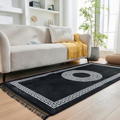 GC GAVENO CAVAILIA Greek Living Room Rugs Large 160X230 Cm Polyester Runner Rugs For Hallway Indoor Bedroom, Office Machine Washable Area Rug Super Soft Fluffy Rug Floor Carpet Mat, Black GC GAVENO CAVAILIA Greek Living Room Rugs Large 160X230 Cm Polyester Runner Rugs For Hallway Indoor Bedroom, Office Machine Washable Area Rug Super Soft Fluffy Rug Floor Carpet Mat, Black