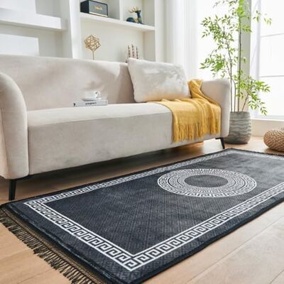 GC GAVENO CAVAILIA Greek Living Room Rugs Large 160X230 Cm Polyester Runner Rugs For Hallway Indoor Bedroom, Office Machine Washable Area Rug Super Soft Fluffy Rug Floor Carpet Mat, Charcoal GC GAVENO CAVAILIA Greek Living Room Rugs Large 160X230 Cm Polyester Runner Rugs For Hallway Indoor Bedroom, Office Machine Washable Area Rug Super Soft Fluffy Rug Floor Carpet Mat, Charcoal