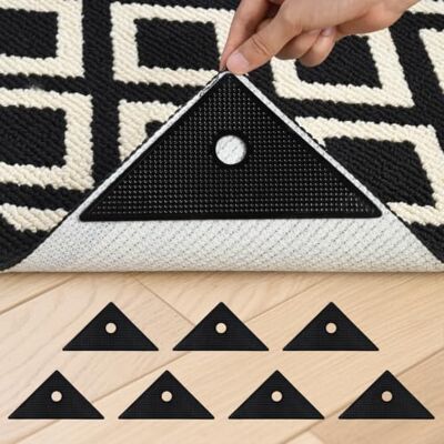 OTraki Set of 8 Non-Slip Mats for Carpets, 20 x 14.2 cm, Large Triangular Anti-Slip, Washable and Reusable, Made PU, Suitable for H OTraki Set of 8 Non-Slip Mats for Carpets, 20 x 14.2 cm, Large Triangular Anti-Slip, Washable and Reusable, Made PU, Suitable for H