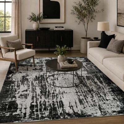 Serdim Rugs Serenity Metallic Two-Tone Indoor Area Rug Contemporary Abstract Design Grid Black- 120x170 cm Serdim Rugs Serenity Metallic Two-Tone Indoor Area Rug Contemporary Abstract Design Grid Black- 120x170 cm