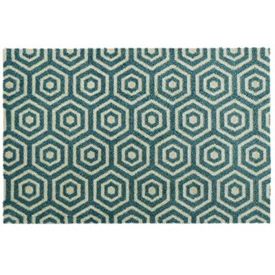 JVL Mega Machine Doormat - Teal - 50x75cm - Geo Hex - Unisex JVL Mega Machine Doormat - Teal - 50x75cm - Geo Hex - Unisex