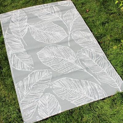 Fusion Grey Leaf Outdoor Rug, 120 x 170cm, 100% Polypropylene, Weatherproof Picnic Mat, Tropical Palm Print, Balcony/Patio Mat, Matteo Collection Fusion Grey Leaf Outdoor Rug, 120 x 170cm, 100% Polypropylene, Weatherproof Picnic Mat, Tropical Palm Print, Balcony/Patio Mat, Matteo Collection