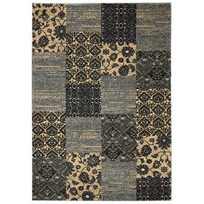ASPECT Fez Vintage Style Area Rug, Blue with Black and Beige, 120x170cm ASPECT Fez Vintage Style Area Rug, Blue with Black and Beige, 120x170cm