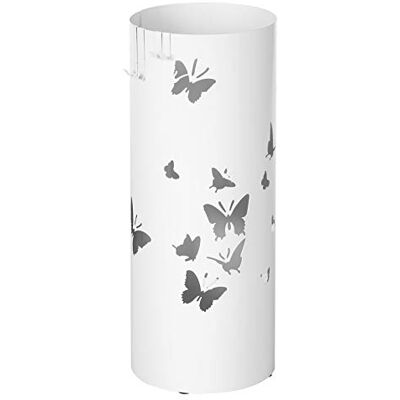 SONGMICS Metal Umbrella Stand, Round Umbrella Holder Rack, with Hooks and Drip Tray, 49 x Ø 19.5 cm, White LUC10W SONGMICS Metal Umbrella Stand, Round Umbrella Holder Rack, with Hooks and Drip Tray, 49 x Ø 19.5 cm, White LUC10W