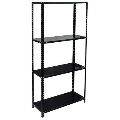 Relaxdays Steel Shelving Unit with 4 Shelves, Heavy-Duty, 145x75x30 cm, Black for Cellar, Garage & Workshop Relaxdays Steel Shelving Unit with 4 Shelves, Heavy-Duty, 145x75x30 cm, Black for Cellar, Garage & Workshop