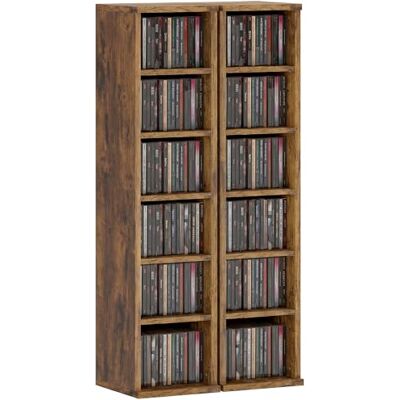 HOMCOM - CD Storage Unit - Rustic Brown - 2-Piece Set - Storage Unit HOMCOM - CD Storage Unit - Rustic Brown - 2-Piece Set - Storage Unit