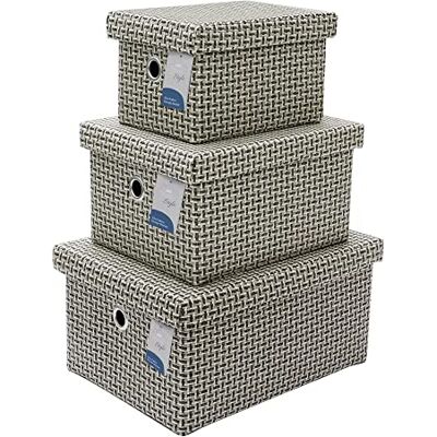 JVL Silva Storage Baskets Set of 3 - Rectangular Grey Storage Baskets JVL Silva Storage Baskets Set of 3 - Rectangular Grey Storage Baskets