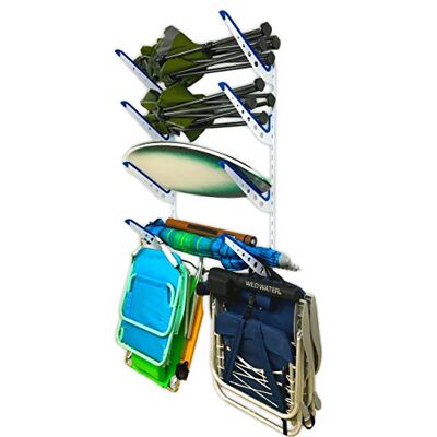 StoreYourBoard Beach Chair and Umbrella Wall Storage Rack, Metal Adjustable 4 Level Beach Gear Hanger, Garage and Home Organizer StoreYourBoard Beach Chair and Umbrella Wall Storage Rack, Metal Adjustable 4 Level Beach Gear Hanger, Garage and Home Organizer