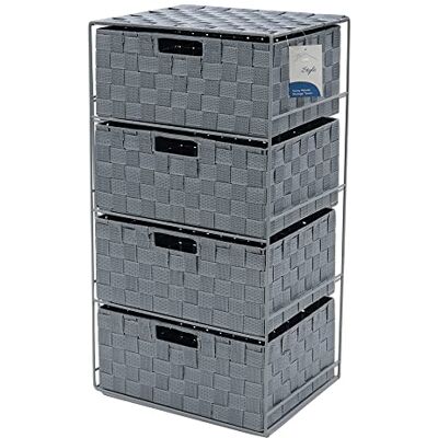 JVL Vichy 4 Drawer Wide Nylon Storage Tower - Storage Tower JVL Vichy 4 Drawer Wide Nylon Storage Tower - Storage Tower