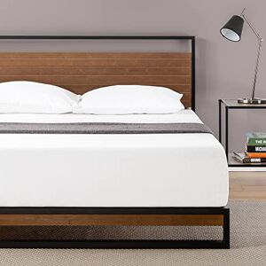 Zinus Suzanne Metal and Bamboo Bed Frame Double 135x190 cm 18 cm High Low Profile Headboard Wood Slat Support Easy Assembly Black Zinus Suzanne Metal and Bamboo Bed Frame Double 135x190 cm 18 cm High Low Profile Headboard Wood Slat Support Easy Assembly Black