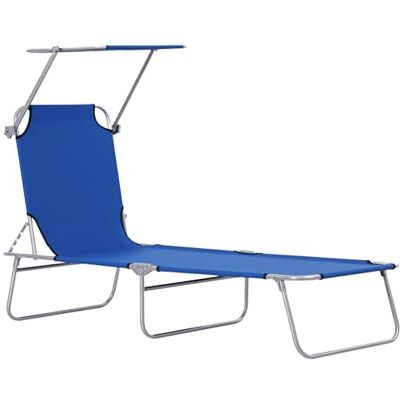 Outsunny Folding Sun Lounger with Canopy, Reclining Sunbed with 4-Position Adjustable Backrest, 600D Oxford Cloth, Portable Garden Lounger Recliner Chair for Beach, Camping, Patio, Blue Outsunny Folding Sun Lounger with Canopy, Reclining Sunbed with 4-Position Adjustable Backrest, 600D Oxford Cloth, Portable Garden Lounger Recliner Chair for Beach, Camping, Patio, Blue