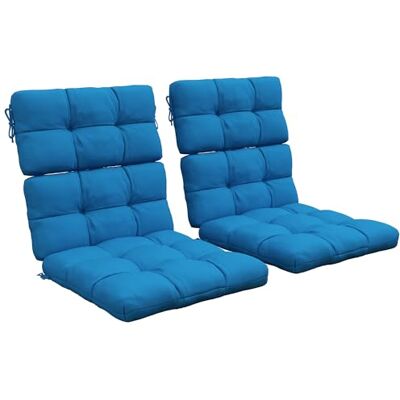 Outsunny 2pc Outdoor Seat Cushions with Backrest, Ties, Water Repellent Seat Pads for Chair, Garden Patio, Blue Outsunny 2pc Outdoor Seat Cushions with Backrest, Ties, Water Repellent Seat Pads for Chair, Garden Patio, Blue