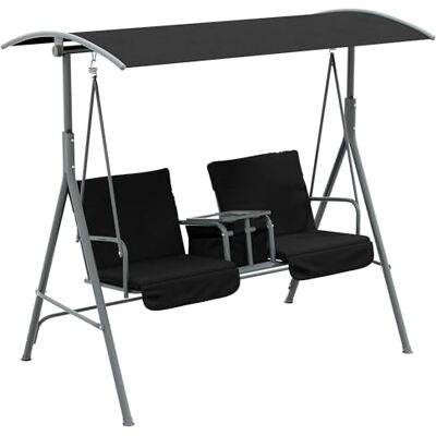 Outsunny 2 Seater Garden Swing Chair, Patio Swing Seat w/Tilting Canopy, Double Padded Seats, Storage Bag and Tray For Garden Balcony Terrace Patio, Black Outsunny 2 Seater Garden Swing Chair, Patio Swing Seat w/Tilting Canopy, Double Padded Seats, Storage Bag and Tray For Garden Balcony Terrace Patio, Black