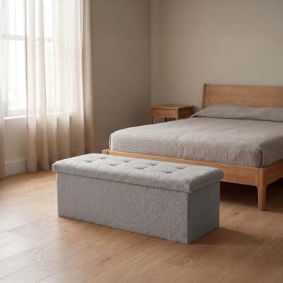 GC GAVENO CAVAILIA Extra Large Ottoman Storage Box With Lids, Grey Comfortable Fabric Foldable Storage Bench Blanket Box Storage Footstool For Living Room, Hallway, Bedroom, 110x38x38cm GC GAVENO CAVAILIA Extra Large Ottoman Storage Box With Lids, Grey Comfortable Fabric Foldable Storage Bench Blanket Box Storage Footstool For Living Room, Hallway, Bedroom, 110x38x38cm