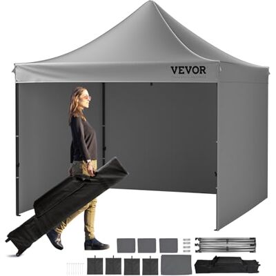 VEVOR 10x10 FT Pop up Canopy with Removable Sidewalls, Instant Canopies Portable Gazebo & Wheeled Bag, UV Resistant Waterproof, Enclosed Canopy Tent for Outdoor Events, Patio, Backyard, Party, Camping VEVOR 10x10 FT Pop up Canopy with Removable Sidewalls, Instant Canopies Portable Gazebo & Wheeled Bag, UV Resistant Waterproof, Enclosed Canopy Tent for Outdoor Events, Patio, Backyard, Party, Camping