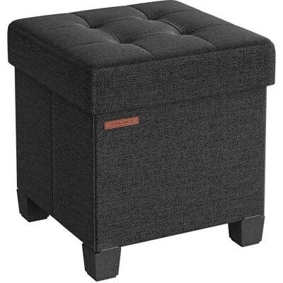 SONGMICS Small Ottoman Storage Box, Foldable Footstool, 38 x 38 x 40 cm Storage Bench, Pouffe Foot Rest Stool with Legs, End of Bed Bench, Linen-Look Fabric, Load up to 300 kg, Ink Black LSF014B51 SONGMICS Small Ottoman Storage Box, Foldable Footstool, 38 x 38 x 40 cm Storage Bench, Pouffe Foot Rest Stool with Legs, End of Bed Bench, Linen-Look Fabric, Load up to 300 kg, Ink Black LSF014B51