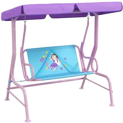 Outsunny - 2 Seater Kids Swing Chair - Fairy-Themed Outsunny - 2 Seater Kids Swing Chair - Fairy-Themed