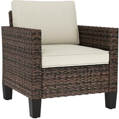 Outsunny Single Seater Rattan Garden Armchair, PE Wicker Rattan Chair with Armrests and Cushions, Garden Chair with Galvanised Steel Frame for Conservatory, Porch, Brown Outsunny Single Seater Rattan Garden Armchair, PE Wicker Rattan Chair with Armrests and Cushions, Garden Chair with Galvanised Steel Frame for Conservatory, Porch, Brown