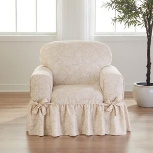 Surefit Essential Twill Ruffled Chair Slipcovers, Chair Cover with Cotton Printed One-Piece Design and Ruffled Skirt, Machine Washable Armchair Cover, Neutral Floral Surefit Essential Twill Ruffled Chair Slipcovers, Chair Cover with Cotton Printed One-Piece Design and Ruffled Skirt, Machine Washable Armchair Cover, Neutral Floral