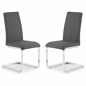 Julian Bowen Roma Dining Chairs Set of 2 Upholstered Linen Grey Chair with Cantilever Metal Legs, Padded Kitchen Seat with High Backrest for Dining Room 100cm x 46cm x 44cm Julian Bowen Roma Dining Chairs Set of 2 Upholstered Linen Grey Chair with Cantilever Metal Legs, Padded Kitchen Seat with High Backrest for Dining Room 100cm x 46cm x 44cm
