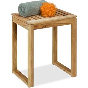 Relaxdays Wooden Stool, HWD: 46 x 40 x 30 cm, max. 80 kg, Bathroom Seat, Lounge Side Table, Plant Stand, Walnut, Natural, Wood Relaxdays Wooden Stool, HWD: 46 x 40 x 30 cm, max. 80 kg, Bathroom Seat, Lounge Side Table, Plant Stand, Walnut, Natural, Wood