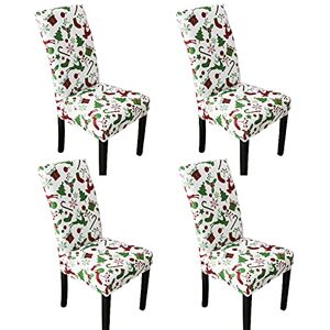 Houseen Christmas Chair Covers, Set of 4 Stretch Chairs Slipcovers Washable Seat Slipcover Christmas Furniture Protector for Dining Room Ceremony Hotel (White+Green) Houseen Christmas Chair Covers, Set of 4 Stretch Chairs Slipcovers Washable Seat Slipcover Christmas Furniture Protector for Dining Room Ceremony Hotel (White+Green)