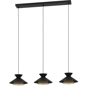 Eglo Pendant Lighting Grizedale, 3 lamp Ceiling Light Fitting for Dining Room, Hanging lamp in Japandi Design Made of Metal in Black and Brass, E27 Socket, 38 Eglo Pendant Lighting Grizedale, 3 lamp Ceiling Light Fitting for Dining Room, Hanging lamp in Japandi Design Made of Metal in Black and Brass, E27 Socket, 38
