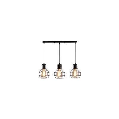 LEDSone Industrial Vintage 3 Light Pendant Ceiling Light, Black Metal Cage Chandelier with Adjustable Hanging Cables, Loft Bar Edison Flush Mount Lighting Fixture for Kitchen Island Dining Room LEDSone Industrial Vintage 3 Light Pendant Ceiling Light, Black Metal Cage Chandelier with Adjustable Hanging Cables, Loft Bar Edison Flush Mount Lighting Fixture for Kitchen Island Dining Room