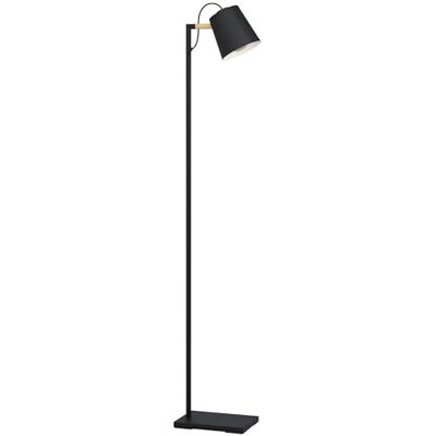 Eglo Floor lamp Lacey, New Nordic Living Room lamp, Metal Black and Cream natural wood, reading light with E27 socket, 160 cm tall Eglo Floor lamp Lacey, New Nordic Living Room lamp, Metal Black and Cream natural wood, reading light with E27 socket, 160 cm tall