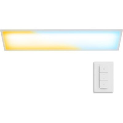 Philips Superslim Ceiling Light with Wall Switch Remote Control, 5 Preset Light Scenes, Deep Dimming 1%, Easy to Control, Easy to Install, Slim Design, 100 cm, 24W, Rectangle, White Philips Superslim Ceiling Light with Wall Switch Remote Control, 5 Preset Light Scenes, Deep Dimming 1%, Easy to Control, Easy to Install, Slim Design, 100 cm, 24W, Rectangle, White