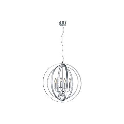 Trio Leuchten Candela 102000405 Chandelier, Metal, Brushed Aluminium Trio Leuchten Candela 102000405 Chandelier, Metal, Brushed Aluminium
