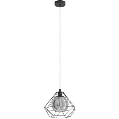 Eglo pendant light Vernham, 1-light Hanging Lamp Vintage, Industrial, Retro Pendant Lamp made of Steel and Smoked Glass, Black, Hanging Dining table lamp with E27 Socket, Ø 32.5 cm Eglo pendant light Vernham, 1-light Hanging Lamp Vintage, Industrial, Retro Pendant Lamp made of Steel and Smoked Glass, Black, Hanging Dining table lamp with E27 Socket, Ø 32.5 cm