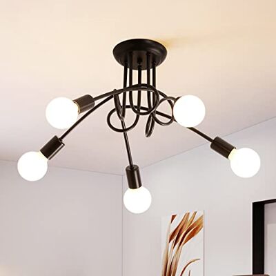 Riserva Ceiling Light Industrial E27, 5 Lights, Black Chandelier Modern Metal for Bedroom, Living Room, Kitchen, Corridor, Balcony Riserva Ceiling Light Industrial E27, 5 Lights, Black Chandelier Modern Metal for Bedroom, Living Room, Kitchen, Corridor, Balcony