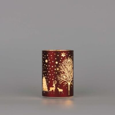 SHATCHI 12cm Christmas Decorated Vase Table Lamp Etched Glass Tube Xmas Red Cylinder LED Fairy Lights Battery Operated Table Decoration SHATCHI 12cm Christmas Decorated Vase Table Lamp Etched Glass Tube Xmas Red Cylinder LED Fairy Lights Battery Operated Table Decoration