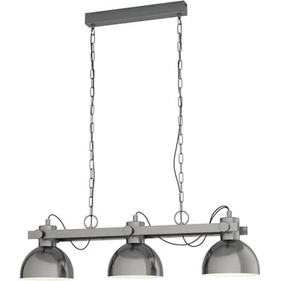 Eglo Pendant Lamp Lubenham 3-Light Vintage Hanging Lamp in Industrial Style, Retro Steel pendant light, Colour: Matte Nickel, Cream, Socket: E27 Eglo Pendant Lamp Lubenham 3-Light Vintage Hanging Lamp in Industrial Style, Retro Steel pendant light, Colour: Matte Nickel, Cream, Socket: E27