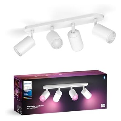 Philips White & Color Ambiance Fugato Spot 4 FLG. White 4x350lm, dimmable, 16 Million Colours, app-Controlled, Compatible with Amazon Alexa (Echo, Echo Dot) Philips White & Color Ambiance Fugato Spot 4 FLG. White 4x350lm, dimmable, 16 Million Colours, app-Controlled, Compatible with Amazon Alexa (Echo, Echo Dot)