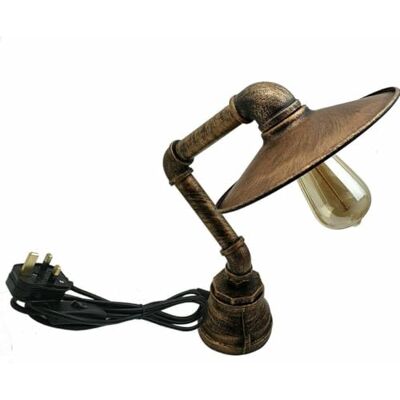 LEDSone Vintage Steampunk Pipe Table Lamp Brushed Copper E27 Plug-in Desk Light Brushed copper metal finish 31cm E27 fitting Plug-in design Ideal for bedroom, office, bar & café décor LEDSone Vintage Steampunk Pipe Table Lamp Brushed Copper E27 Plug-in Desk Light Brushed copper metal finish 31cm E27 fitting Plug-in design Ideal for bedroom, office, bar & café décor