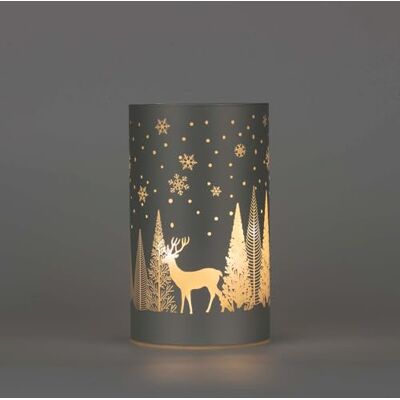 SHATCHI 17cm Christmas Decorated Vase Table Lamp Etched Glass Tube Xmas Silver Cylinder LED Fairy Lights Battery Operated Table Decoration SHATCHI 17cm Christmas Decorated Vase Table Lamp Etched Glass Tube Xmas Silver Cylinder LED Fairy Lights Battery Operated Table Decoration