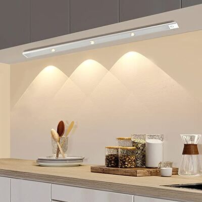 KOOSREEL 40 cm Under Cupboard Kitchen Lights with Motion Sensor LED Sensor Light Indoor USB Rechargeable Cabinet Lights Fully Dimmable Wireless Night Light for Kitchen, Bedroom, Stairs (3 Colors) KOOSREEL 40 cm Under Cupboard Kitchen Lights with Motion Sensor LED Sensor Light Indoor USB Rechargeable Cabinet Lights Fully Dimmable Wireless Night Light for Kitchen, Bedroom, Stairs (3 Colors)
