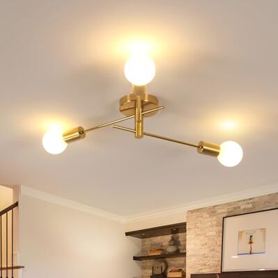 SENQIU Sputnik Ceiling Light 3 Lights Adjustable, E27 Gold Ceiling Lamp Modern, Semi Flush Mount, Vintage Chandelier for Living Room, Bedroom, Dining Room, Kitchen, Hallway SENQIU Sputnik Ceiling Light 3 Lights Adjustable, E27 Gold Ceiling Lamp Modern, Semi Flush Mount, Vintage Chandelier for Living Room, Bedroom, Dining Room, Kitchen, Hallway
