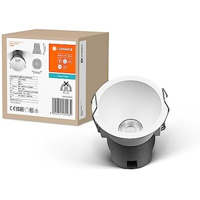 LEDVANCE Spot Twist Recessed Downlight, White, 5W, 400Lm, 840 Wt, 70Mm Diameter, Cold White Light Color, Up to 90 Percent Energy Savings Compared to Halogen Downlights, Easy Installation, 4000K LEDVANCE Spot Twist Recessed Downlight, White, 5W, 400Lm, 840 Wt, 70Mm Diameter, Cold White Light Color, Up to 90 Percent Energy Savings Compared to Halogen Downlights, Easy Installation, 4000K