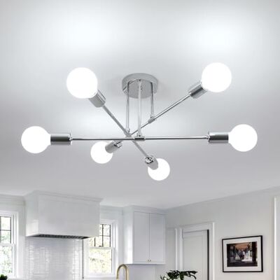 Comely Comley Modern Chandelier Light Fixtures, Chrome Adjustable Lights E27 Pendant Lighting, Sputnik Ceiling Light for Living Room, Bedroom Comely Comley Modern Chandelier Light Fixtures, Chrome Adjustable Lights E27 Pendant Lighting, Sputnik Ceiling Light for Living Room, Bedroom