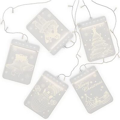 AmeliaHome LED Window Decoration Acrylic Pendant Fairy Lights Set of 5 USB Fairy Lights Curtain Christmas Decoration Rectangular Christmas Mood AmeliaHome LED Window Decoration Acrylic Pendant Fairy Lights Set of 5 USB Fairy Lights Curtain Christmas Decoration Rectangular Christmas Mood