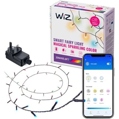 WiZ Fairy Lights, Connected RGB LED Smart Color-Changing Fairy Lights, Static and Dynamic Modes, Music Sync, App and Voice Controls, Works with Alexa, Google Assistant, Apple Home WiZ Fairy Lights, Connected RGB LED Smart Color-Changing Fairy Lights, Static and Dynamic Modes, Music Sync, App and Voice Controls, Works with Alexa, Google Assistant, Apple Home